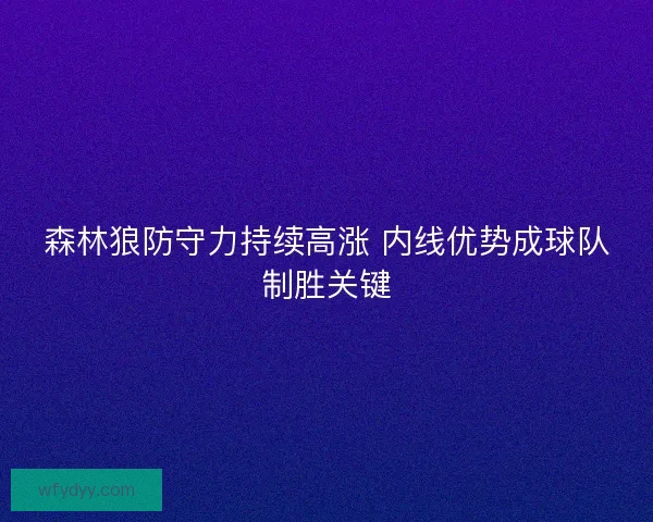 森林狼防守力持续高涨 内线优势成球队制胜关键