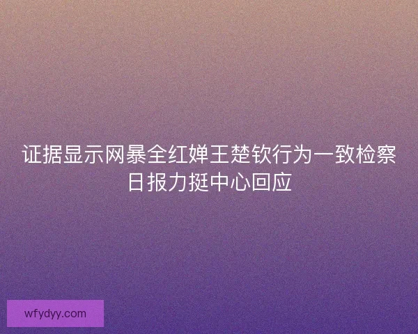 证据显示网暴全红婵王楚钦行为一致检察日报力挺中心回应